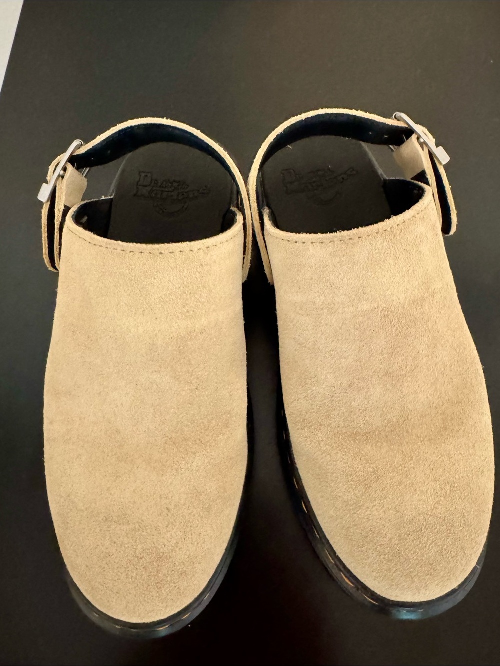 Dr. Martens Beige Suede Clog Mules